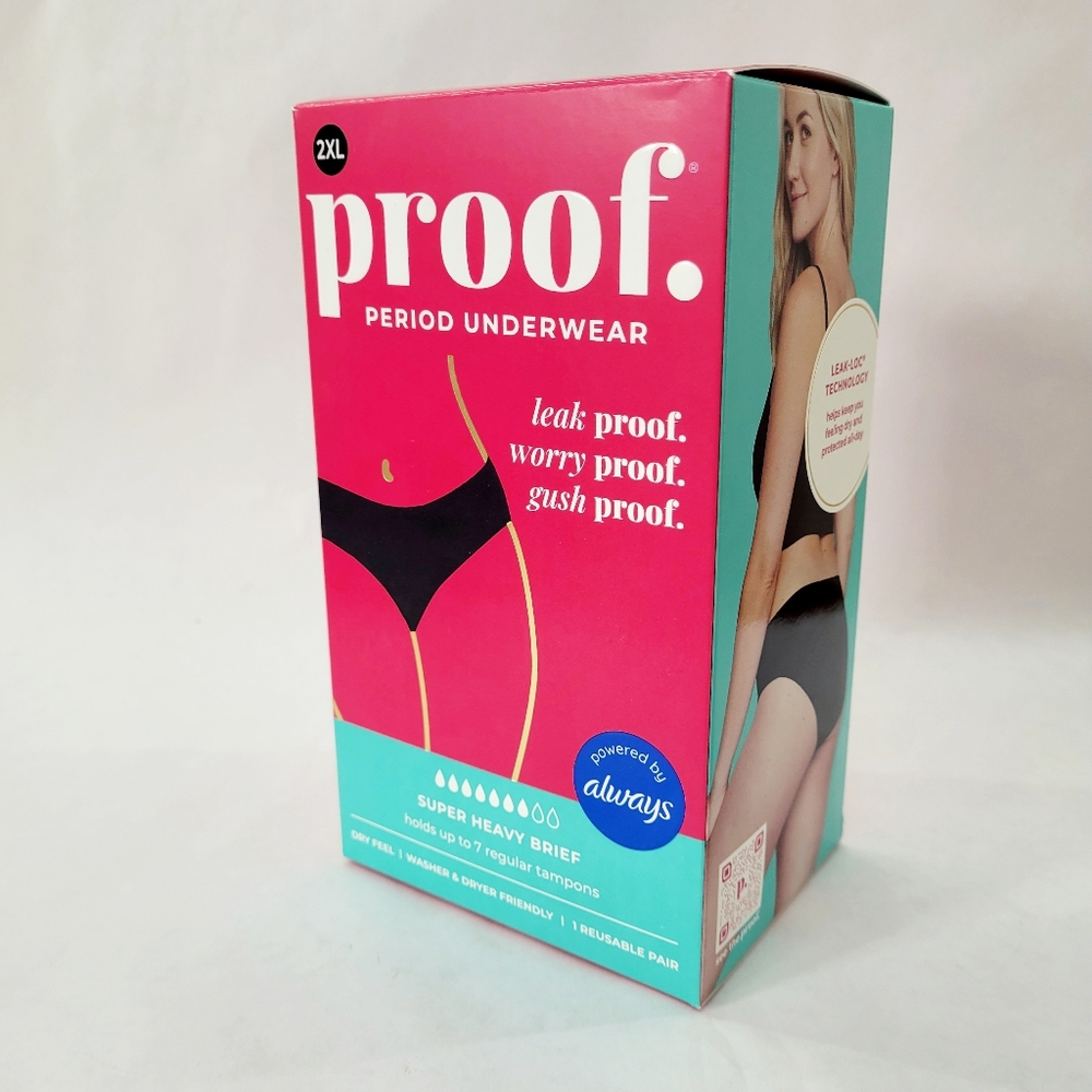 NIB Proof. Period Underwear Size 2XL High Rise Overnight Briefs Leak Proof
